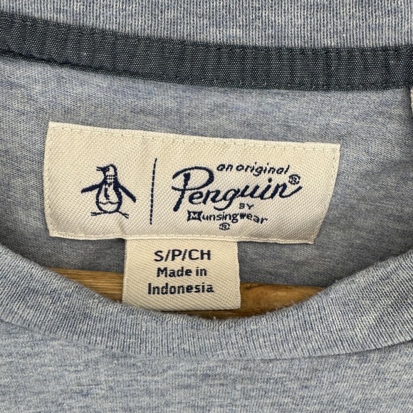 Original Penguin Shirt Mens Small Blue Heather Chest‎ Pocket Logo Munsingwear - Picture 4 of 7